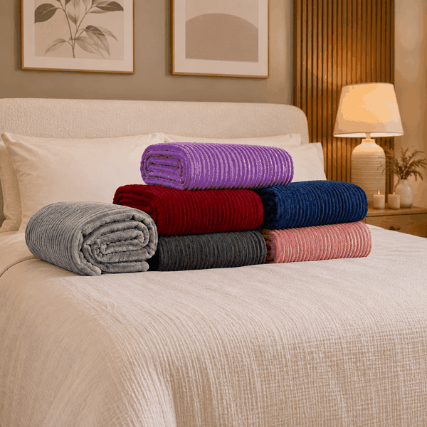 Manta Casal Canelada Fleece 1,80 X 2,00 Cinza